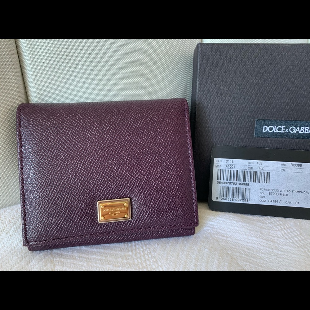 Dolce & Gabbana Sicily Trifold Leather Wallet Plum